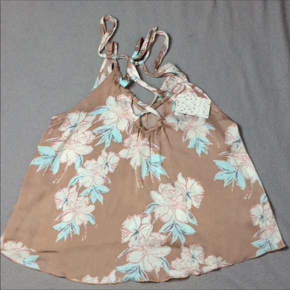 Free People Floral Tie in Back Flowy Top Medium - Picture 6 of 8